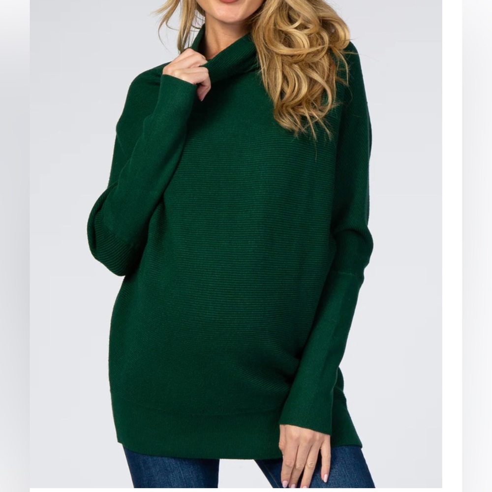 Funnel Neck Dolman Sleeve Maternity Sweater